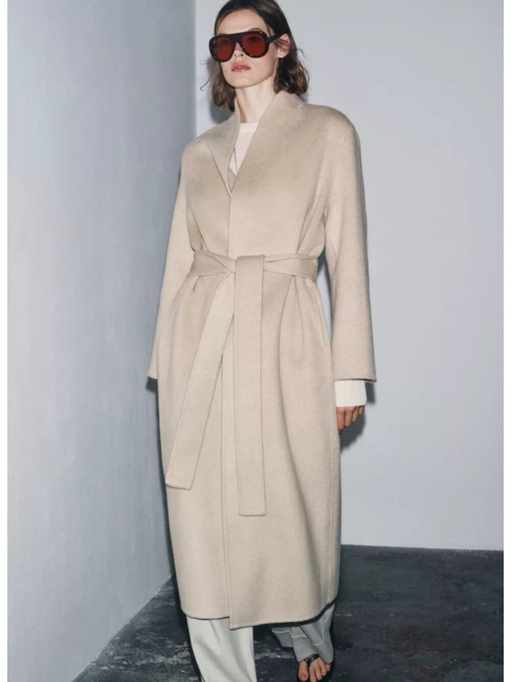 ZARA ZW COLLECTION LIMITED EDITION MINIMAL WOOL BLEND COAT - Picture 4 of 8